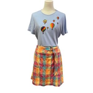 Breckenridge Balloon Tee White Stag Plaid Skort Colorful Retro Set Dopamine L 14